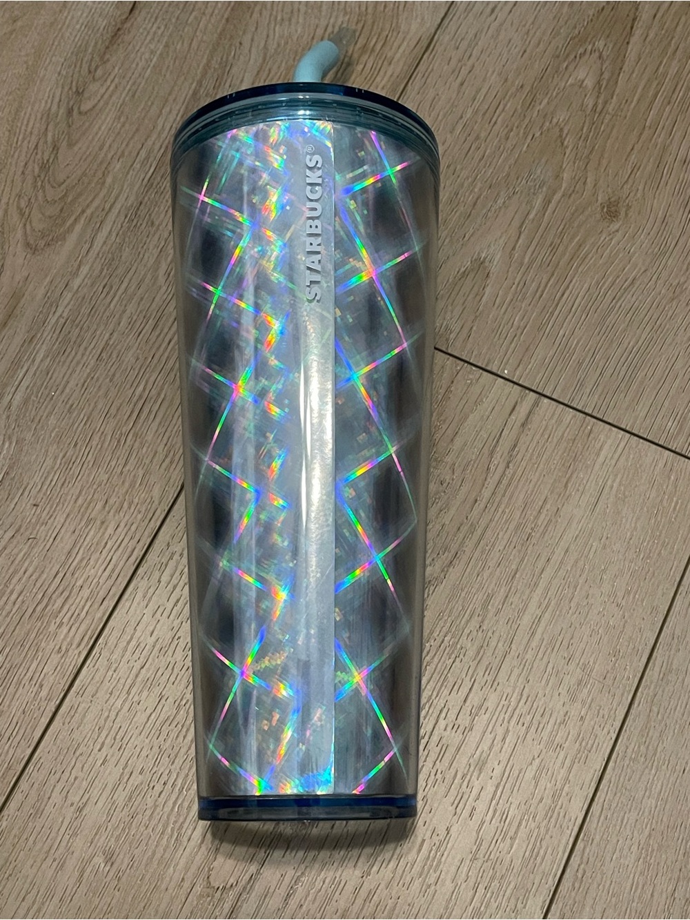 Starbucks Iridescent Holographic Tumbler with Blue Accents
